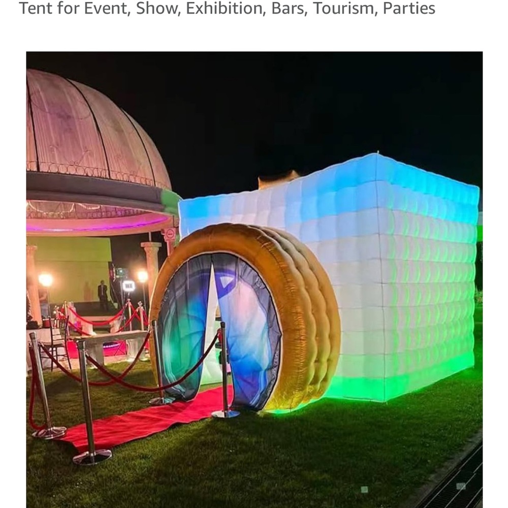 Inflatable LED Party Tent with Gold and Blue Accents